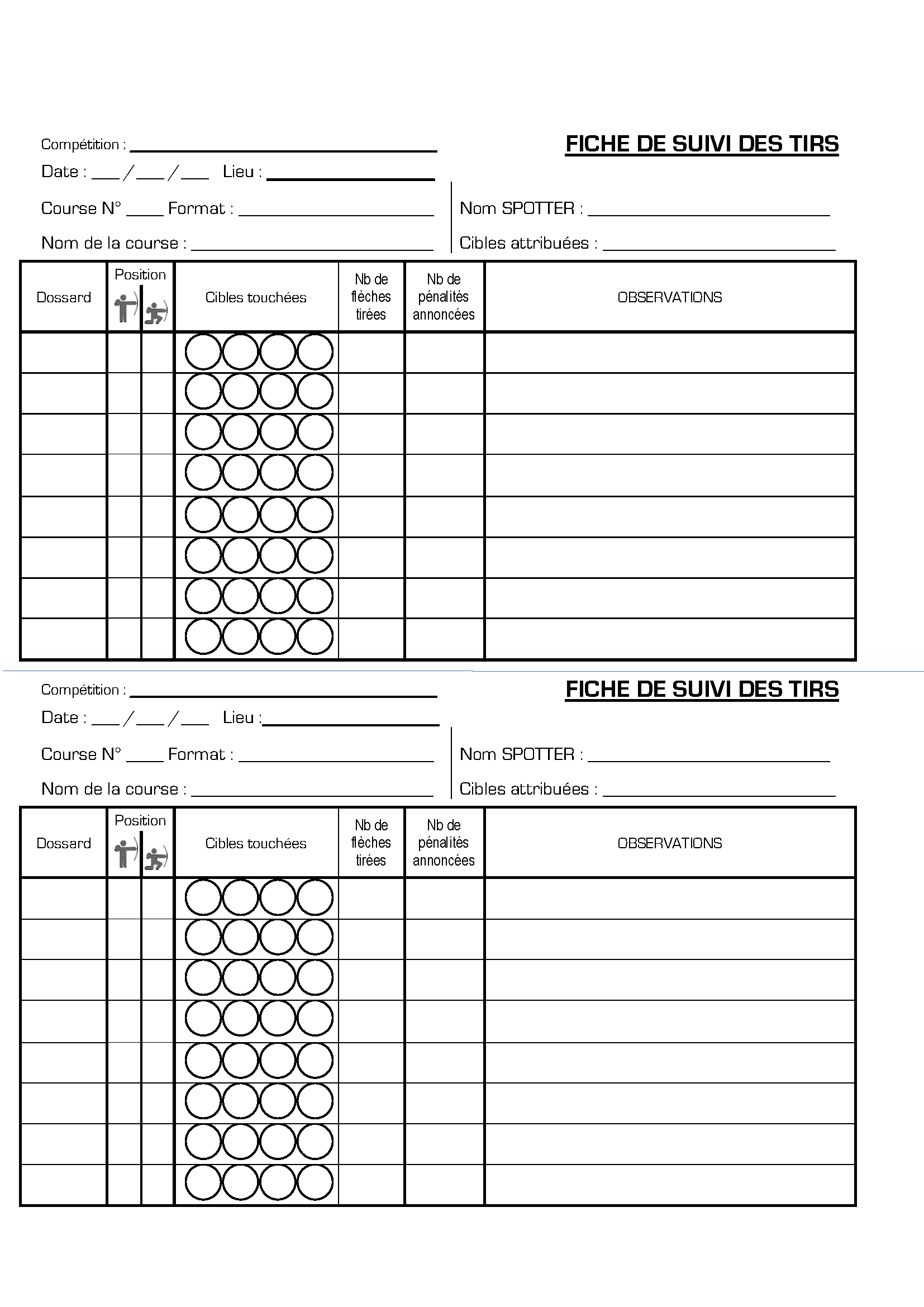 Fiche de suivi des tirs